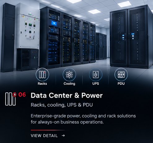Data Center & Power — Racks, cooling, UPS & PDU